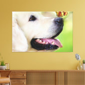 Sierkussen voor labrador en vlinder canvas afdruk (Insitu (Woonkamer))
