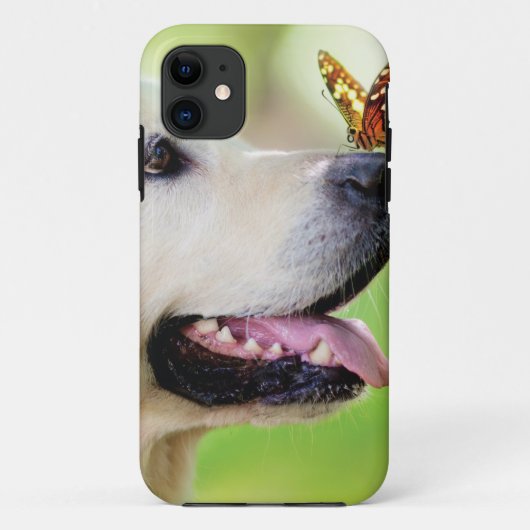 Sierkussen voor labrador en vlinder Case-Mate iPhone case (Achterkant)
