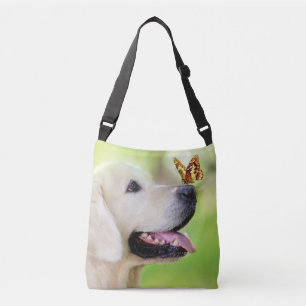 Sierkussen voor labrador en vlinder crossbody tas
