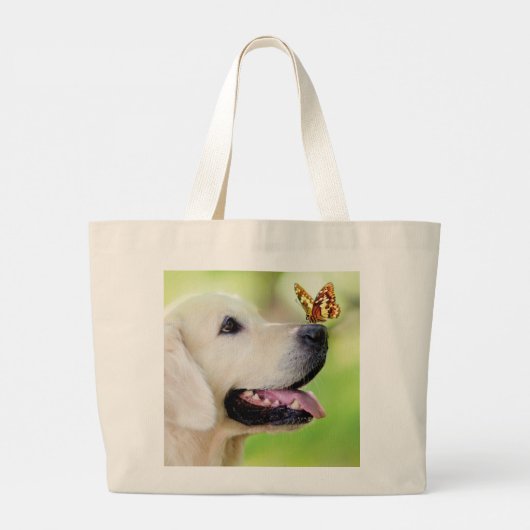 Sierkussen voor labrador en vlinder grote tote bag (Achterkant)