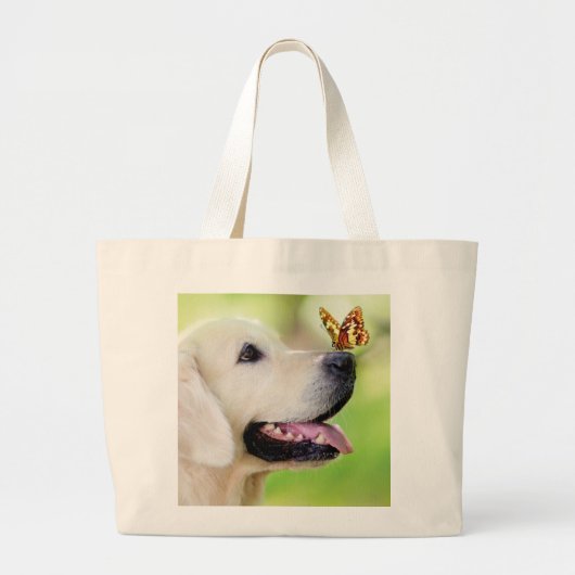 Sierkussen voor labrador en vlinder grote tote bag (Voorkant)