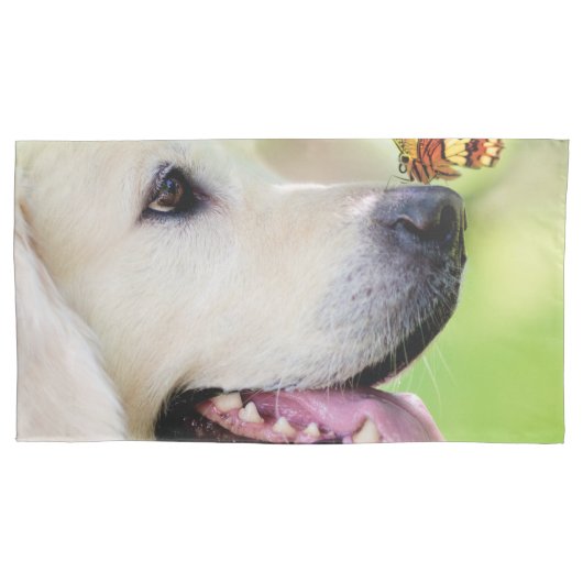 Sierkussen voor labrador en vlinder kussensloop (Voorkant-Links)