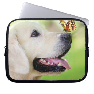 Sierkussen voor labrador en vlinder laptop sleeve