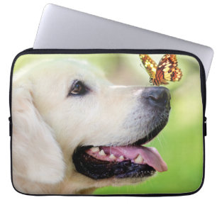 Sierkussen voor labrador en vlinder laptop sleeve