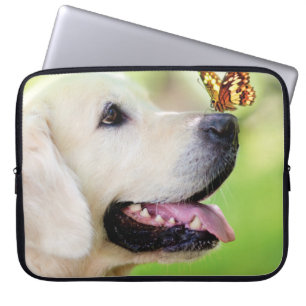 Sierkussen voor labrador en vlinder laptop sleeve
