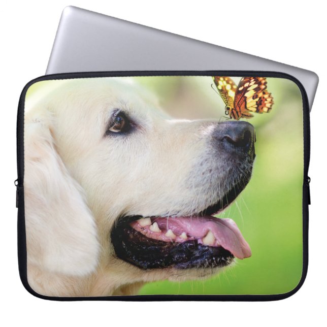 Sierkussen voor labrador en vlinder laptop sleeve (Voorkant)