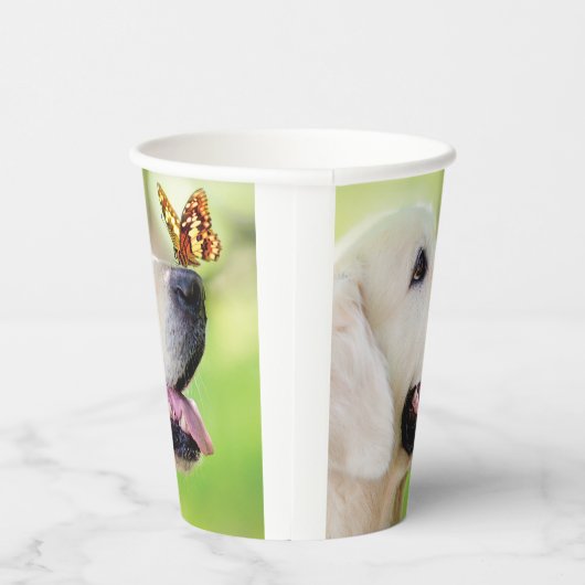 Sierkussen voor labrador en vlinder papieren bekers (Rechts)