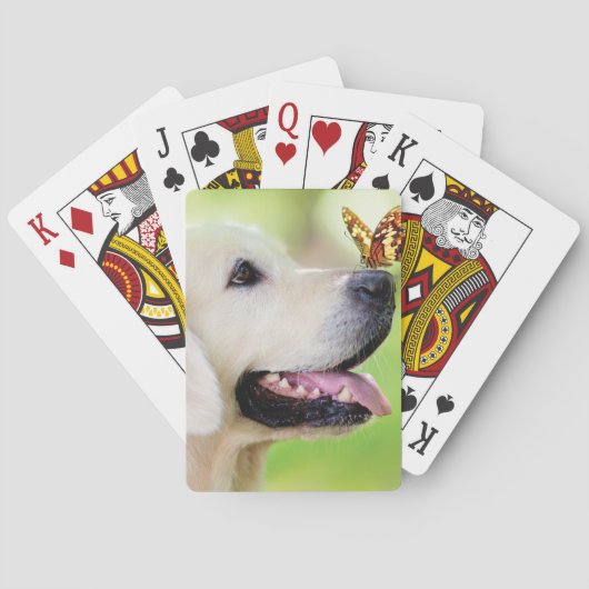 Sierkussen voor labrador en vlinder pokerkaarten (Achterkant)