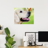Sierkussen voor labrador en vlinder poster (Thuiskantoor)