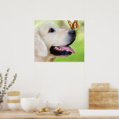 Sierkussen voor labrador en vlinder poster (Keuken)