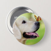 Sierkussen voor labrador en vlinder ronde button 7,6 cm (Voorkant /achterkant)