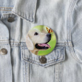 Sierkussen voor labrador en vlinder ronde button 7,6 cm (In situ)