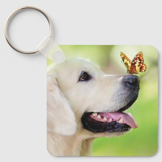 Sierkussen voor labrador en vlinder sleutelhanger (Voorkant)