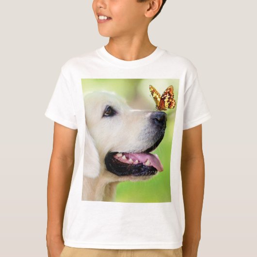 Sierkussen voor labrador en vlinder t-shirt (Voorkant)