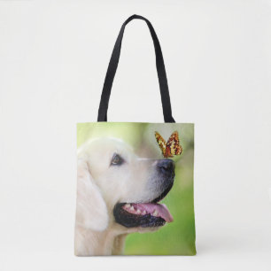Sierkussen voor labrador en vlinder tote bag