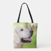 Sierkussen voor labrador en vlinder tote bag (Achterkant)