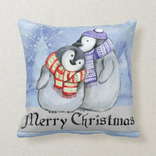 Sierkussen voor prettige kerstpinguïn