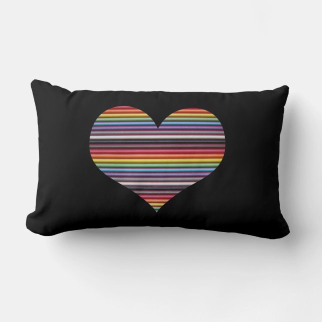 Sierkussen voor regenbooglintkabel (Heart Lumbar) Kussen (Voorkant)