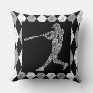 Sierkussen voor Softball Baseball Player Typografi