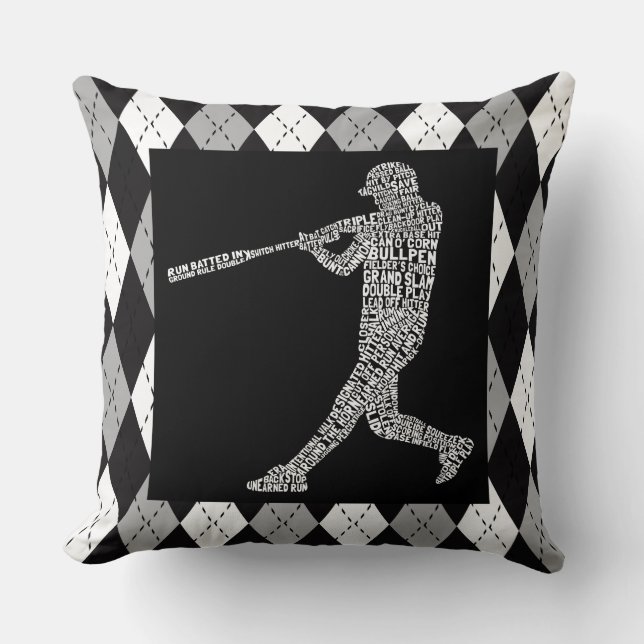 Sierkussen voor Softball Baseball Player Typografi (Voorkant)