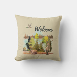 Sierkussen voor waterverf buitenshuis gehouden bos