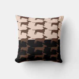 Sierkussen voor zwart en beige met dachshunds