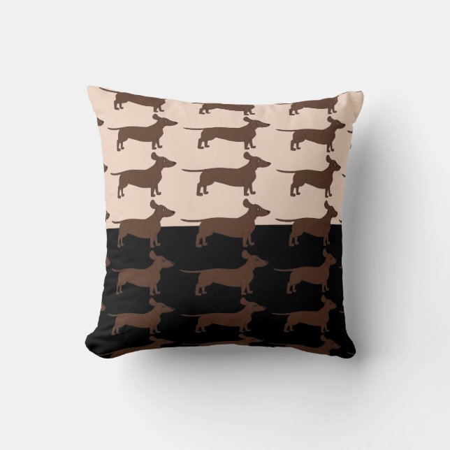 Sierkussen voor zwart en beige met dachshunds (Voorkant)