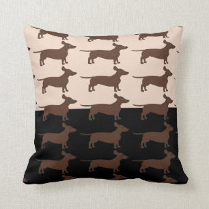 Sierkussen voor zwart en beige met dachshunds