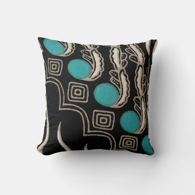 Sierkussen voor zwart en Turquoise Bohemian Design (Voorkant)