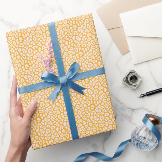 Sierkussen Wit geel abstract luipaard print Cadeaupapier (Geschenken)