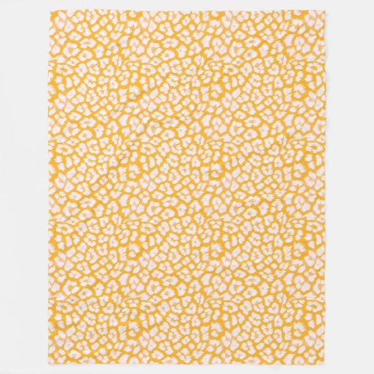 Sierkussen Wit geel abstract luipaard print Fleece Deken (Voorkant)