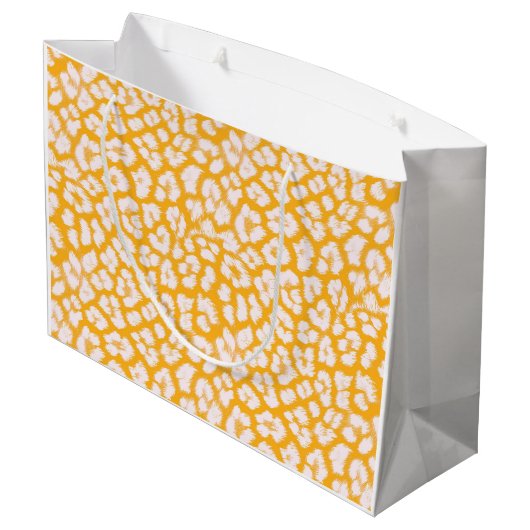 Sierkussen Wit geel abstract luipaard print Groot Cadeauzakje (Achterkant Gekanteld)