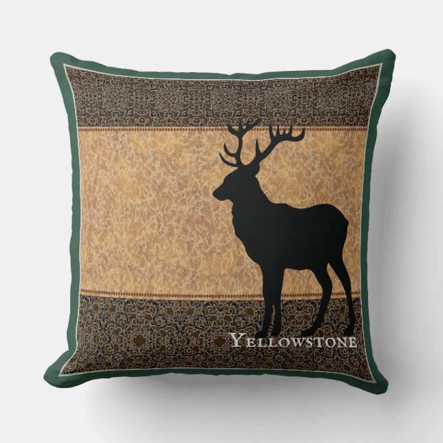 Sierkussen-Yellowstone Elk Hunter Green Kussen (Voorkant)