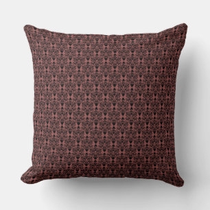 Sierkussen zwart-wit en marsala Cat Damask Pattern