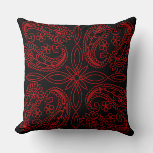 Sierkussen zwart-wit/rood flessenpatroon