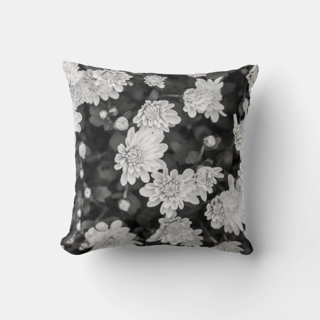 Sierkussen zwarte en witte lentevloeren (Voorkant)