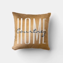 Sierkussennen Jouw naam van koper en marine Kussen