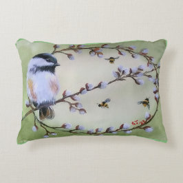 Sierkussennen van Chickadee Pussy Willows bijen Accent Kussen