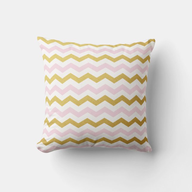 Sierkussennen voor Gold en Roze Chevron Pattern Kussen (Voorkant)