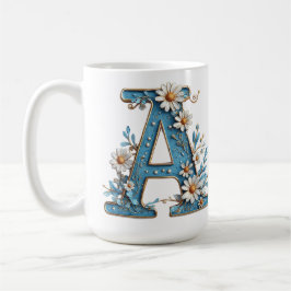 Sierletter A Met Blauwe Emaille Koffiemok