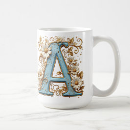 Sierletter A Met Blauwe Emaille Koffiemok