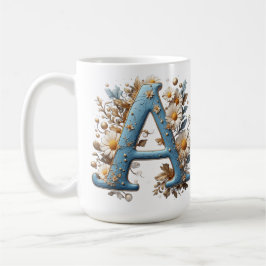 Sierletter A Met Blauwe Emaille Koffiemok