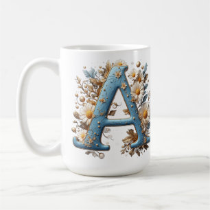 Sierletter A Met Blauwe Emaille Koffiemok