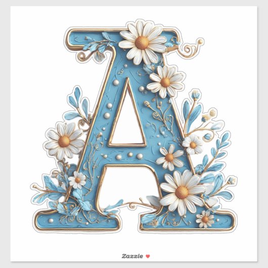 Sierletter A Met Blauwe Emaille Sticker (Vel)