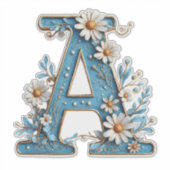 Sierletter A Met Blauwe Emaille Sticker (Voorkant)