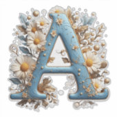 Sierletter A Met Blauwe Emaille Sticker (Voorkant)
