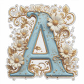 Sierletter A Met Blauwe Emaille Sticker (Voorkant)