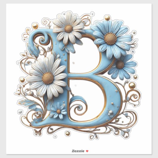 Sierletter B Met Blauwe Emaille Sticker (Vel)