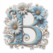 Sierletter B Met Blauwe Emaille Sticker (Voorkant)