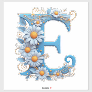 Sierletter E Met Blauwe Email Sticker